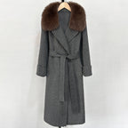 OFTBUY New Autumn Winter Long Clothing Women Natural Fur Woolen Jaket Female Fashion Warm Wool Coat with Real Fox Fur Collar