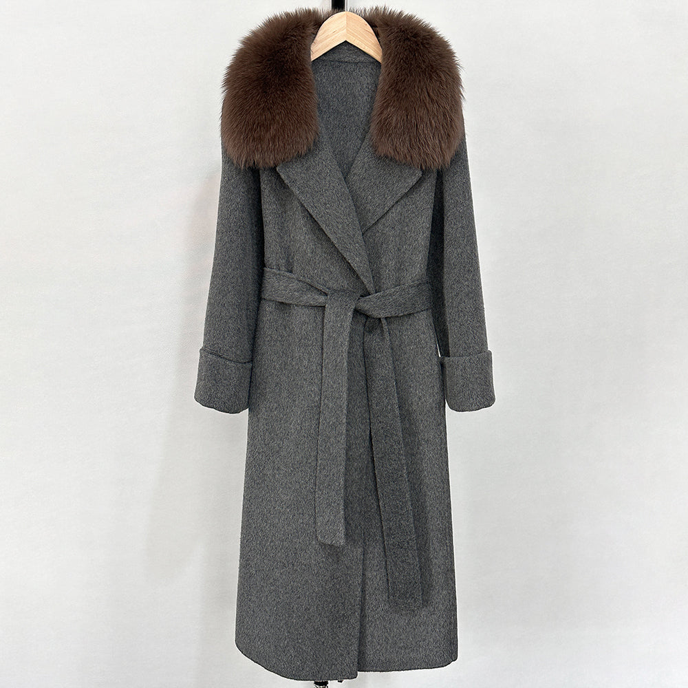 OFTBUY New Autumn Winter Long Clothing Women Natural Fur Woolen Jaket Female Fashion Warm Wool Coat with Real Fox Fur Collar