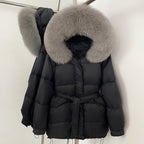 OFTBUY Hooded Real Fox Fur Down Coat Female New Autumn Winter Top Clothes Women Thickened Warm Natural Fur Fluffy Puffer Jacket