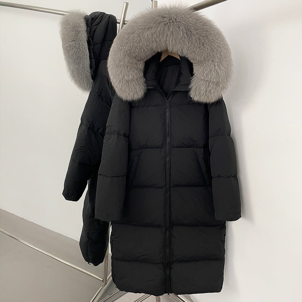 OFTBUY Duck Down Warm Windproof Puffer Coat New Women's Long Hooded Down Jacket Real Fur Collar Winter Thickened Parka Outerwear