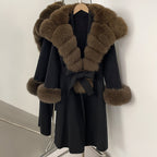 OFTBUY New Autumn Winter Warm Woolen Clothes Women Long Sleeves Cashmere Woolen Jacket Luxury Real Fox Fur 100% Wool Coat Female