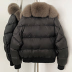 OFTBUY Real Fox Fur Collar Puffer Jacket Female New Winter Top Fluffy Clothing Thick Warm Natural Fur White Duck Down Coat Women