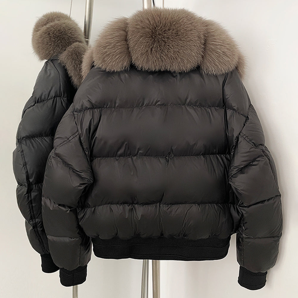 OFTBUY Real Fox Fur Collar Puffer Jacket Female New Winter Top Fluffy Clothing Thick Warm Natural Fur White Duck Down Coat Women