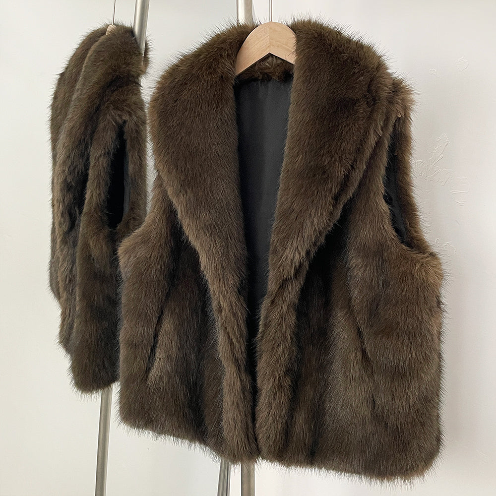 OFTBUY New Autumn Winter Clothes Women Thick Warm Artificial Fur Vest Coat Lapel Faux Fur Sleeveless Waistcoat Fake Fur Jakcet Female