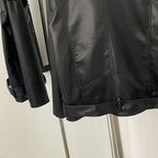 OFTBUY Women's Vintage Black Faux Leather Jacket with Waist Belt Lapel Collar PU Leather Coat Lady New Elegant Office Outerwear
