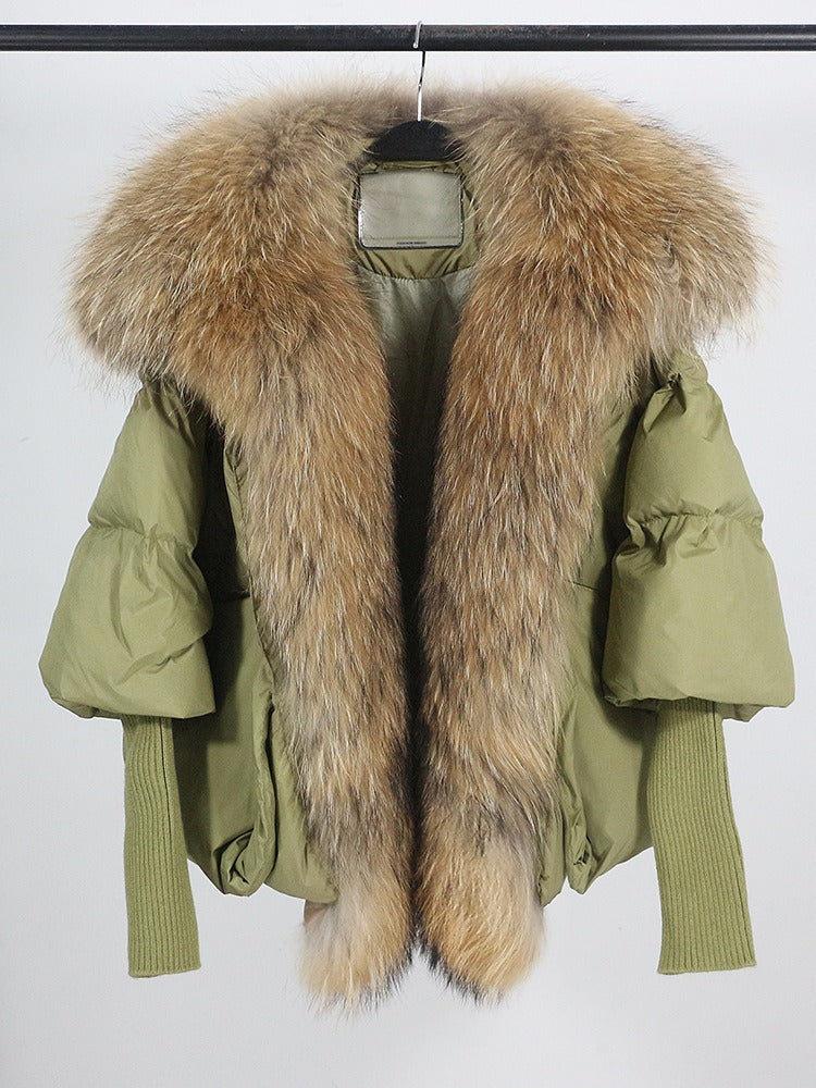 OFTUBY White Duck Down Jacket Winter Women Warm Loose Coat Natural Real Fox Fur Collar Thick Luxury Outerwear New Fashion