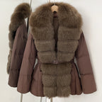 OFTBUY Big Natural Fox Fur Collar Puffer Jacket Female New Autumn Winter Thick Warm Clothes Women Fluffy Real Fur Duck Down Coat