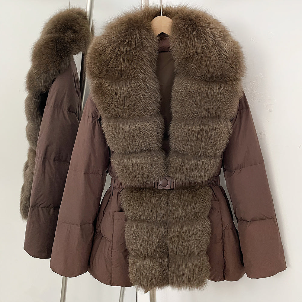 OFTBUY Big Natural Fox Fur Collar Puffer Jacket Female New Autumn Winter Thick Warm Clothes Women Fluffy Real Fur Duck Down Coat