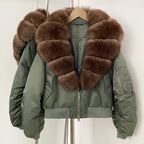 OFTBUY Short Thickened Warm Puffer Jacket Female New Autumn Winter Real Fox Fur Collar Clothes Women Natural Fur Duck Down Coat