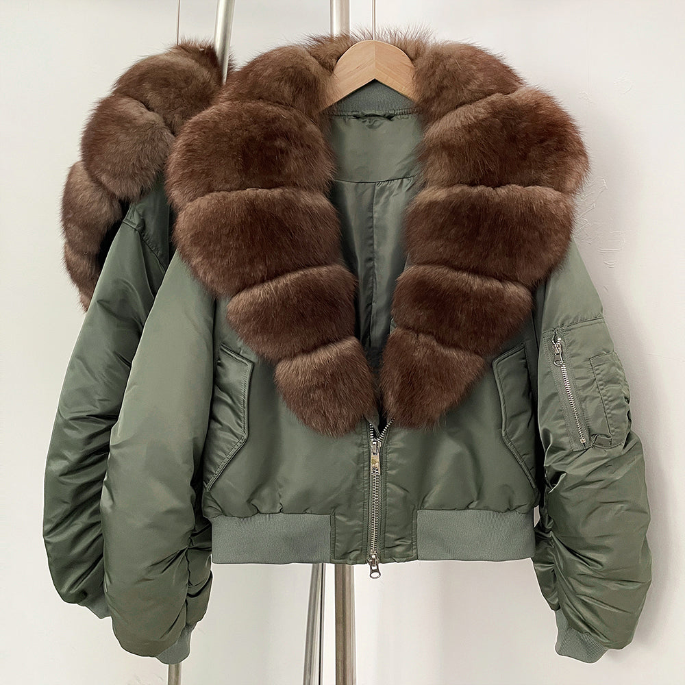 OFTBUY Short Thickened Warm Puffer Jacket Female New Autumn Winter Real Fox Fur Collar Clothes Women Natural Fur Duck Down Coat