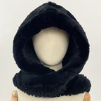 OFTBUY Thick Warm Windproof Natural Rabbit Fur Hat with Scarf Women New Winter Cute Cycling Cap Child Fluffy Rea Fur Neckerchief