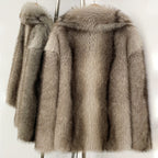 OFTBUY Chic Oversized Lapel Faux Fur Jacket - Premium Vegan Fur Winter Coat with Soft Texture