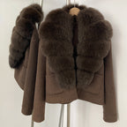 OFTBUY Fashion Short Warm Wool Coat with Real Fox Fur Collar New Autumn Winter Clothes Women Luxury Woolen Jacket Outerwear