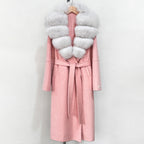 OFTBUY New Autumn Winter Top Clothes Female Long Big Real Fox Fur Collar Woolen Jacket Women Fashion Warm Cashmere Wool Coat