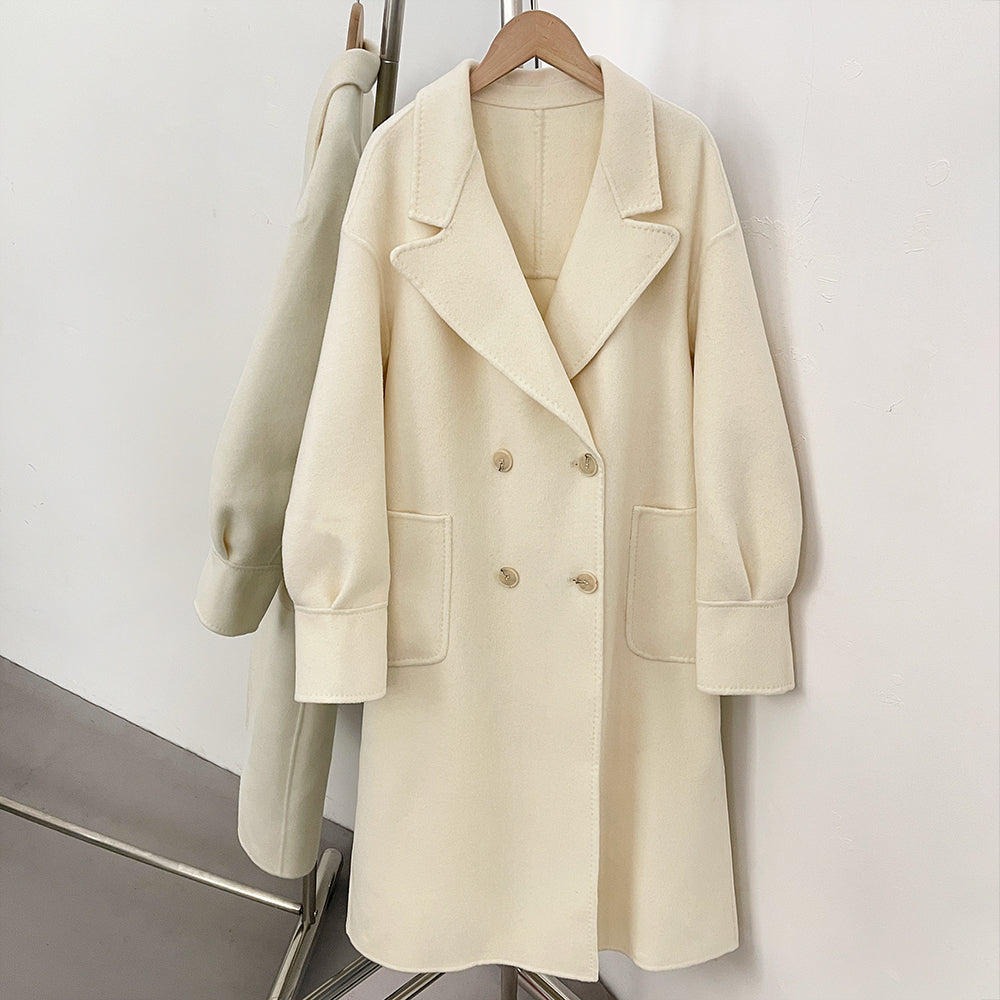 OFTBUY Warm Cashmere Wool Jacket Long Double-breasted Double-sided Woolen Coat Female New Autumn Winter Lapel Top Clothes Women