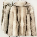 OFTBUY Chic Oversized Lapel Faux Fur Jacket - Premium Vegan Fur Winter Coat with Soft Texture