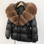 OFTBUY Big Real Fox Fur Coat Autumn Winter Clothes Women Warm Natural Fur White Goose Duck Jacket Female Hooded Puffer Jacket