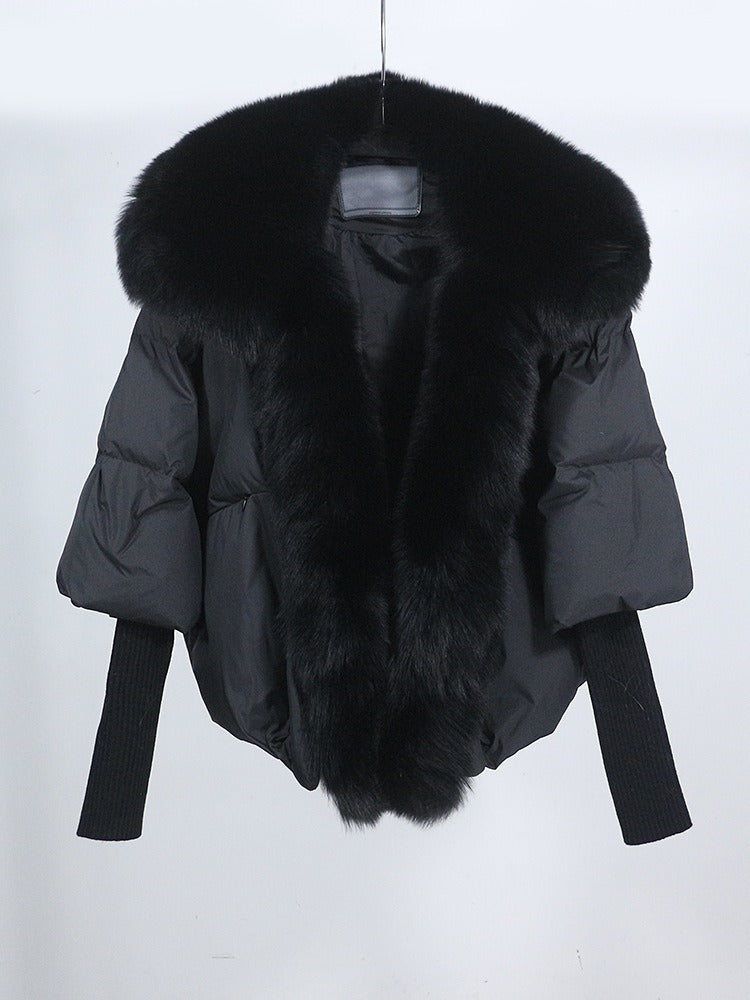 OFTUBY White Duck Down Jacket Winter Women Warm Loose Coat Natural Real Fox Fur Collar Thick Luxury Outerwear New Fashion