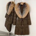 OFTBUY Thickened Warm Duck Down Coat Female Luxury Long Belt New Winter Natural Fox Fur Clothes Women Silm Puffer Jacket Outwear