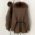 OFTBUY Metal Belt Knit Warm Winter Luxury Fashion Outerwear Sweater Cardigan New Women's Knit Coat with Full Real Fox Fur Front