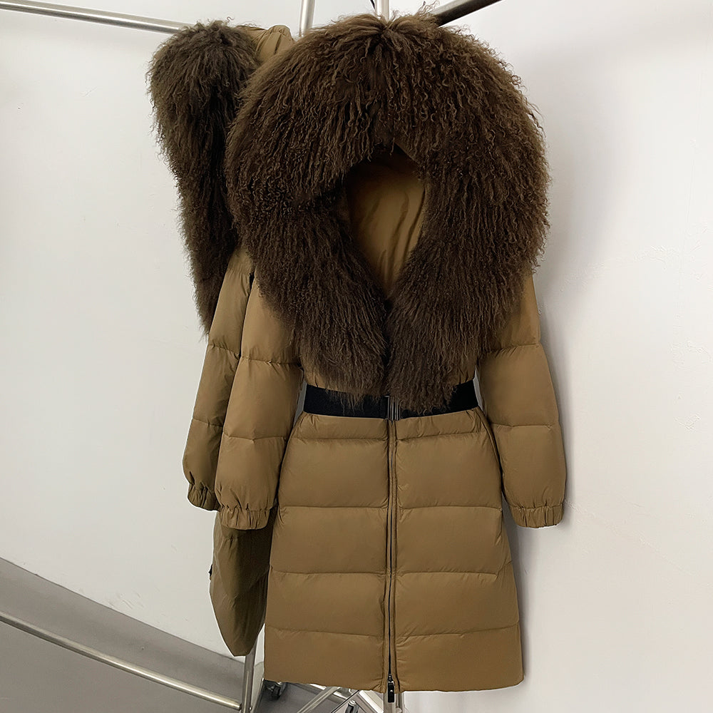 OFTBUY Warm Long Puffer Jacket Female New Winter Clothes Women Fashion Luxury Duck Down Coat with Real Mongolia Sheep Fur Collar