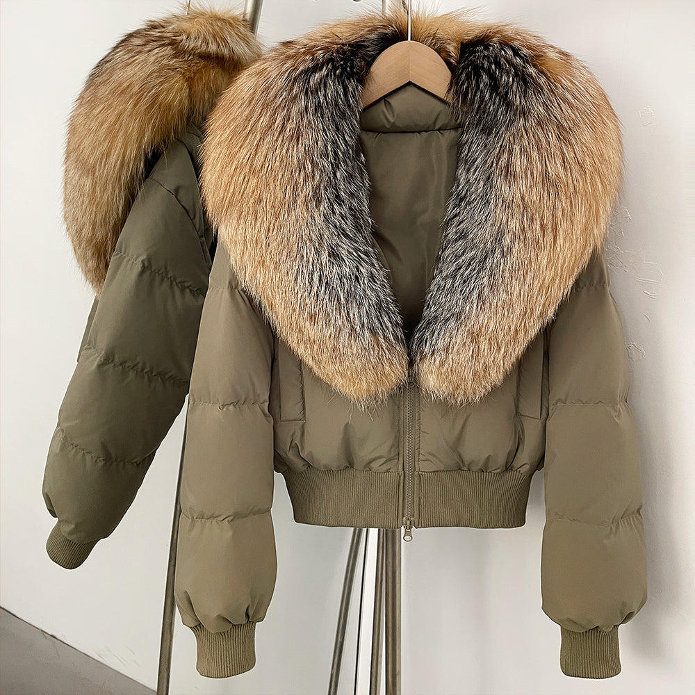 OFTBUY Knit Cuff Short Real Fox Fur Collar Duck Down Coat Female New Autumn Winter Clothes Women Genuine Fur Puffer Jacket