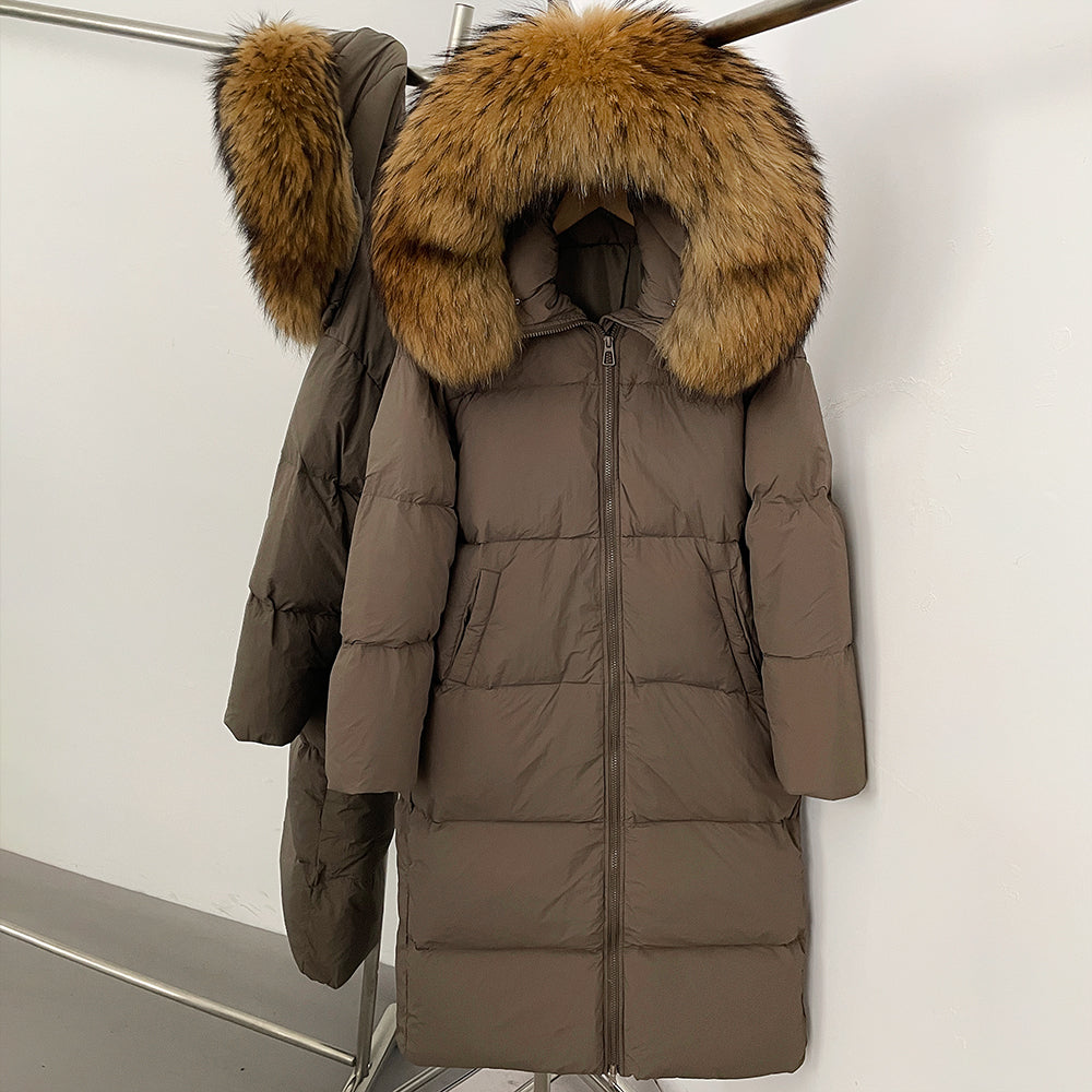 OFTBUY Duck Down Warm Windproof Puffer Coat New Women's Long Hooded Down Jacket Real Fur Collar Winter Thickened Parka Outerwear