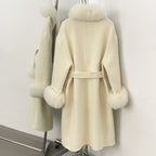 OFTBUY New Autumn Winter Long Clothing Women Fashion Warm Real Fox Fur Collar and Cuffs 100% Wool Jacket Female Natural Fur Coat