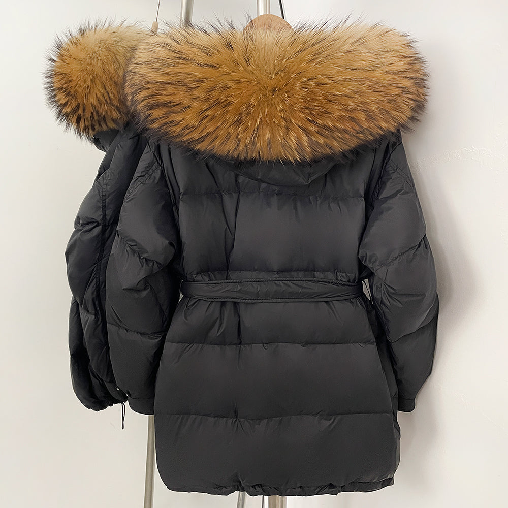 OFTBUY Hooded Real Fox Fur Down Coat Female New Autumn Winter Top Clothes Women Thickened Warm Natural Fur Fluffy Puffer Jacket