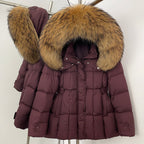 OFTBUY New Winter Hooded Slim Top Clothes Women Fashion Thick Warm Real Fox Fur Duck Down Coat Femlae Natural Fur Puffer Jacket