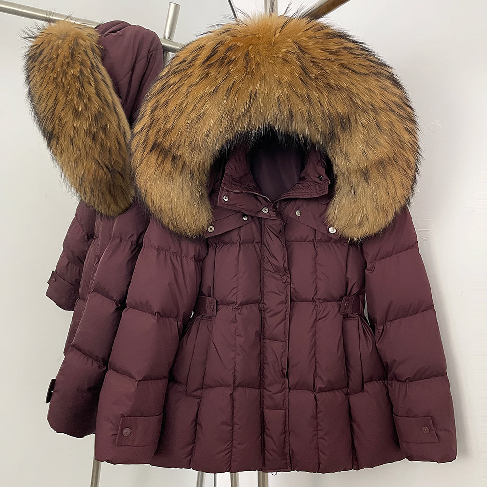 OFTBUY New Winter Hooded Slim Top Clothes Women Fashion Thick Warm Real Fox Fur Duck Down Coat Femlae Natural Fur Puffer Jacket