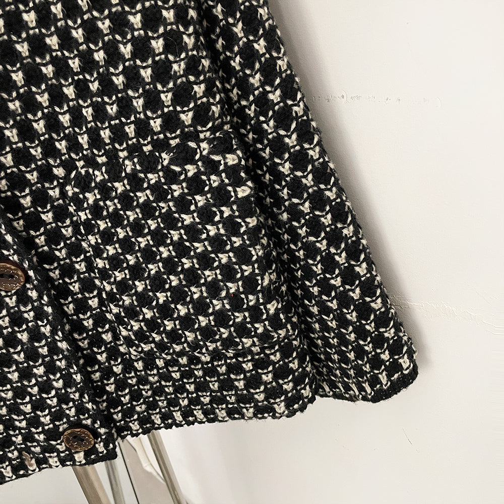 OFTBUY Women's Real Fox Raccoon Fur Collar Houndstooth Knit Cardigan Warm Winter Sweater Coat Female Luxury Elegant Outerwear