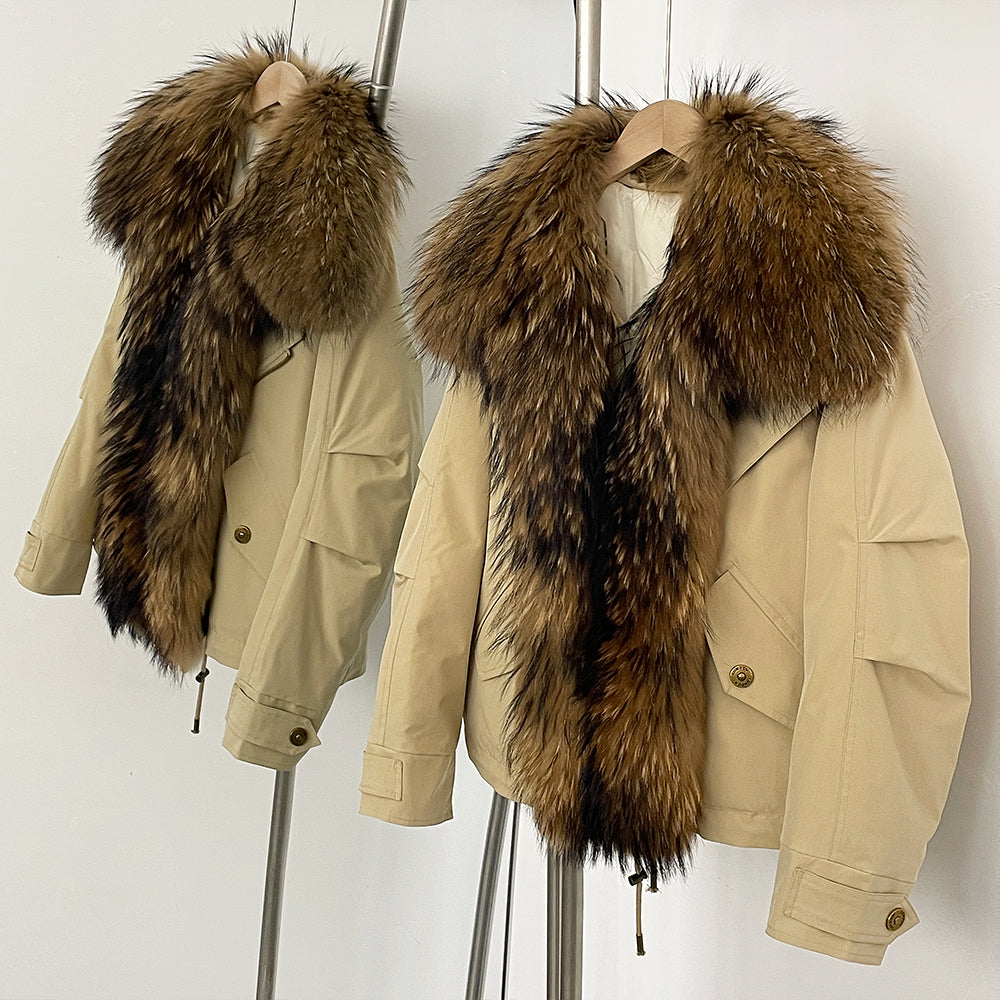 OFTBUY Warm Big Natural Fox Fur Collar Down Coat New Autumn Winter Clothing Women Waterproof Safai Real Fur Puffer Jacket Female