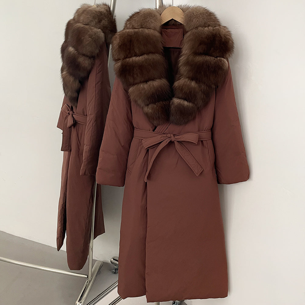 OFTBUY Real Fox Fur Collar Fluffy Puffer Jacket Female New Long Winter Down Clothing Women Thickened Warm White Duck Down Coat