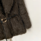 OFTBUY New Autumn Winter Top Thickened Warm Clothing Women Fashion Faux Fur Coat Female Belt Black Fluffy Fake Fur Jacket Outerwear