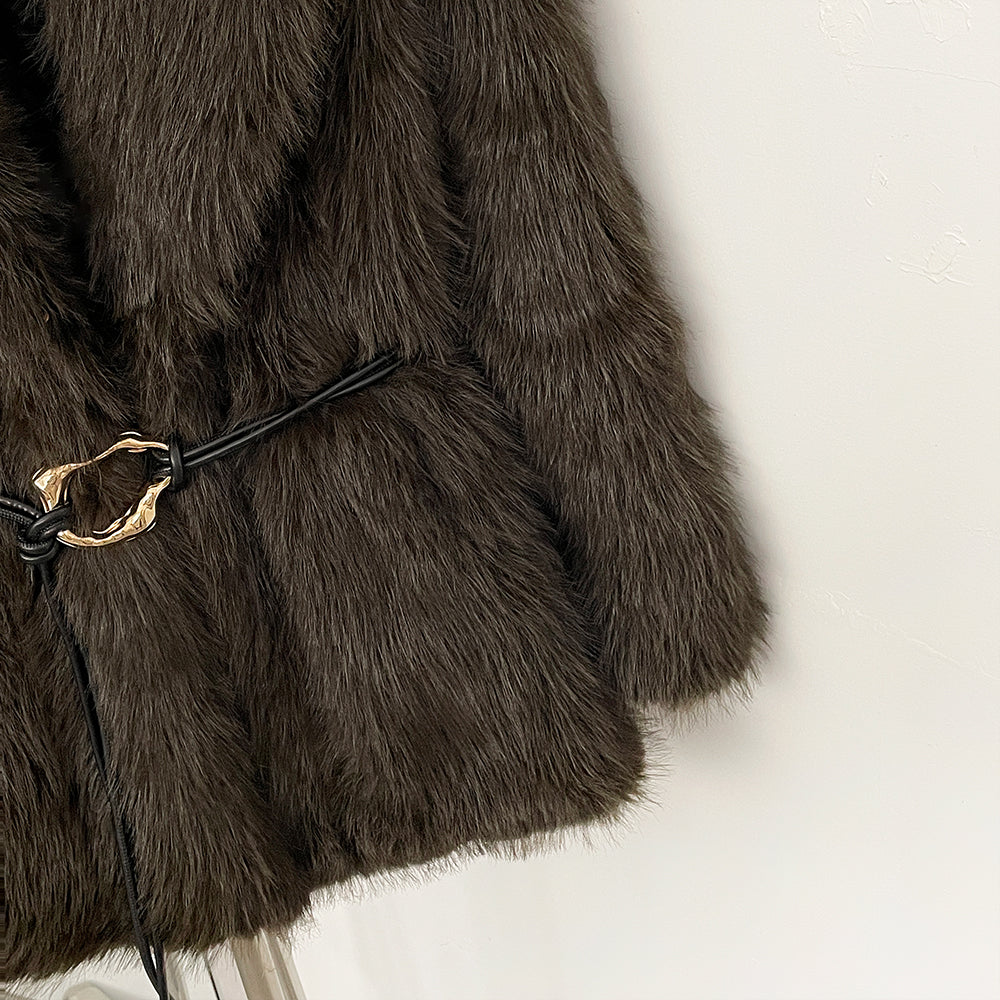 OFTBUY New Autumn Winter Top Thickened Warm Clothing Women Fashion Faux Fur Coat Female Belt Black Fluffy Fake Fur Jacket Outerwear