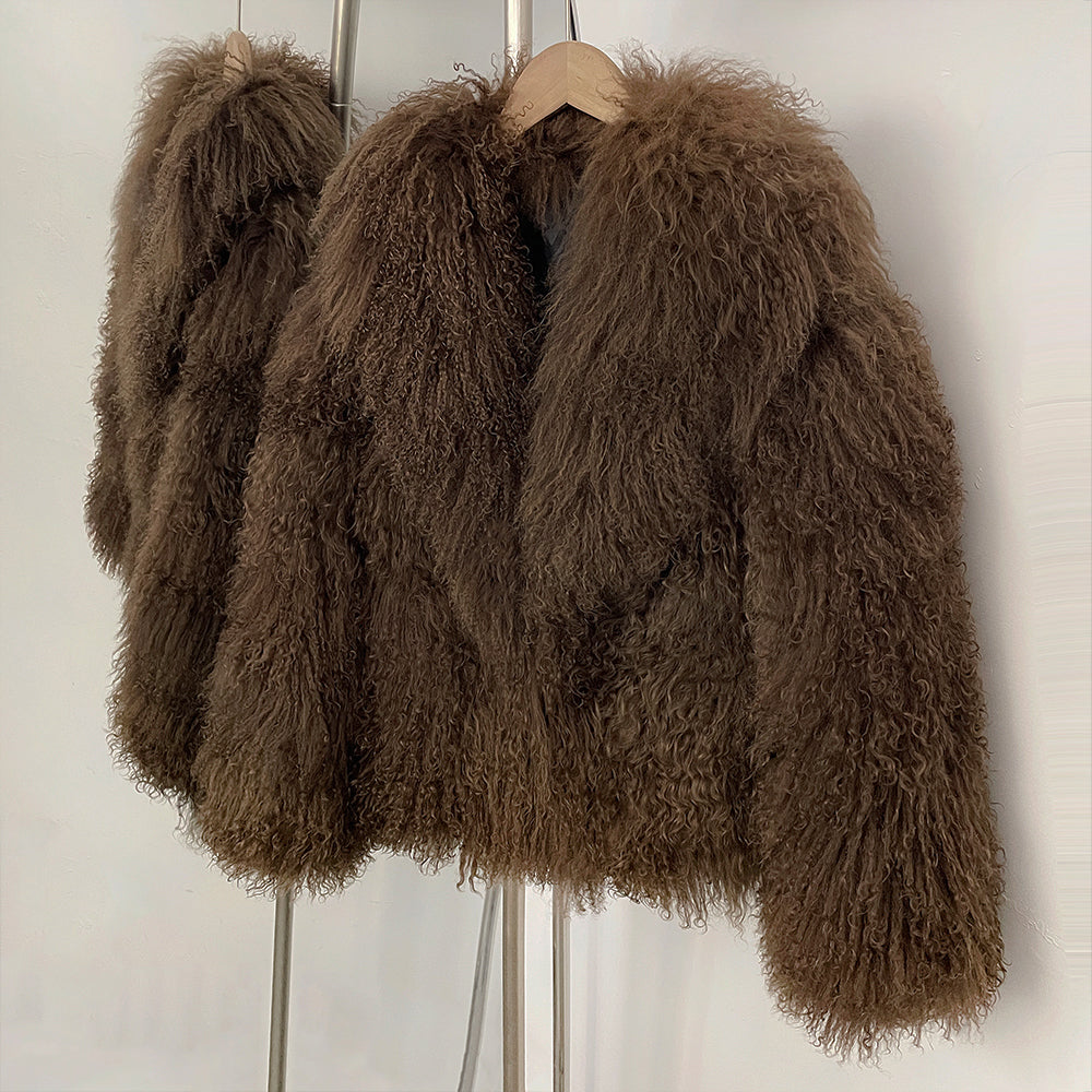 OFTBUY New Fashion Casual Clothes Women Winter Luxury Natural Fur Jacket Female Warm Thick V-neck Real Mongolia Sheep Fur Coat