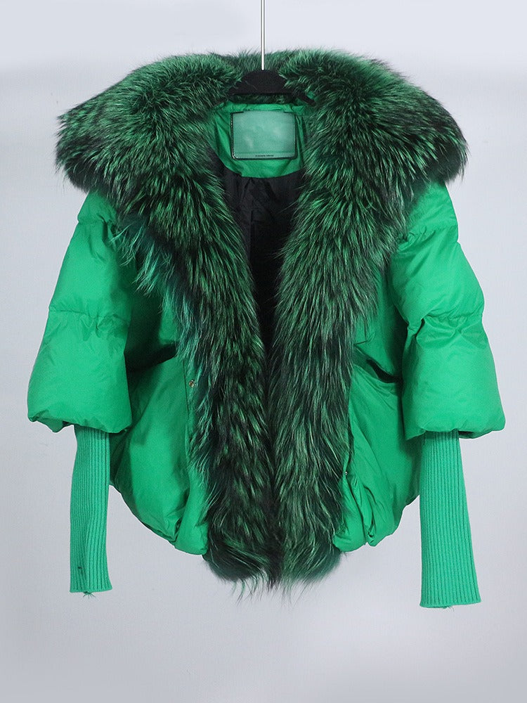 OFTUBY White Duck Down Jacket Winter Women Warm Loose Coat Natural Real Fox Fur Collar Thick Luxury Outerwear New Fashion