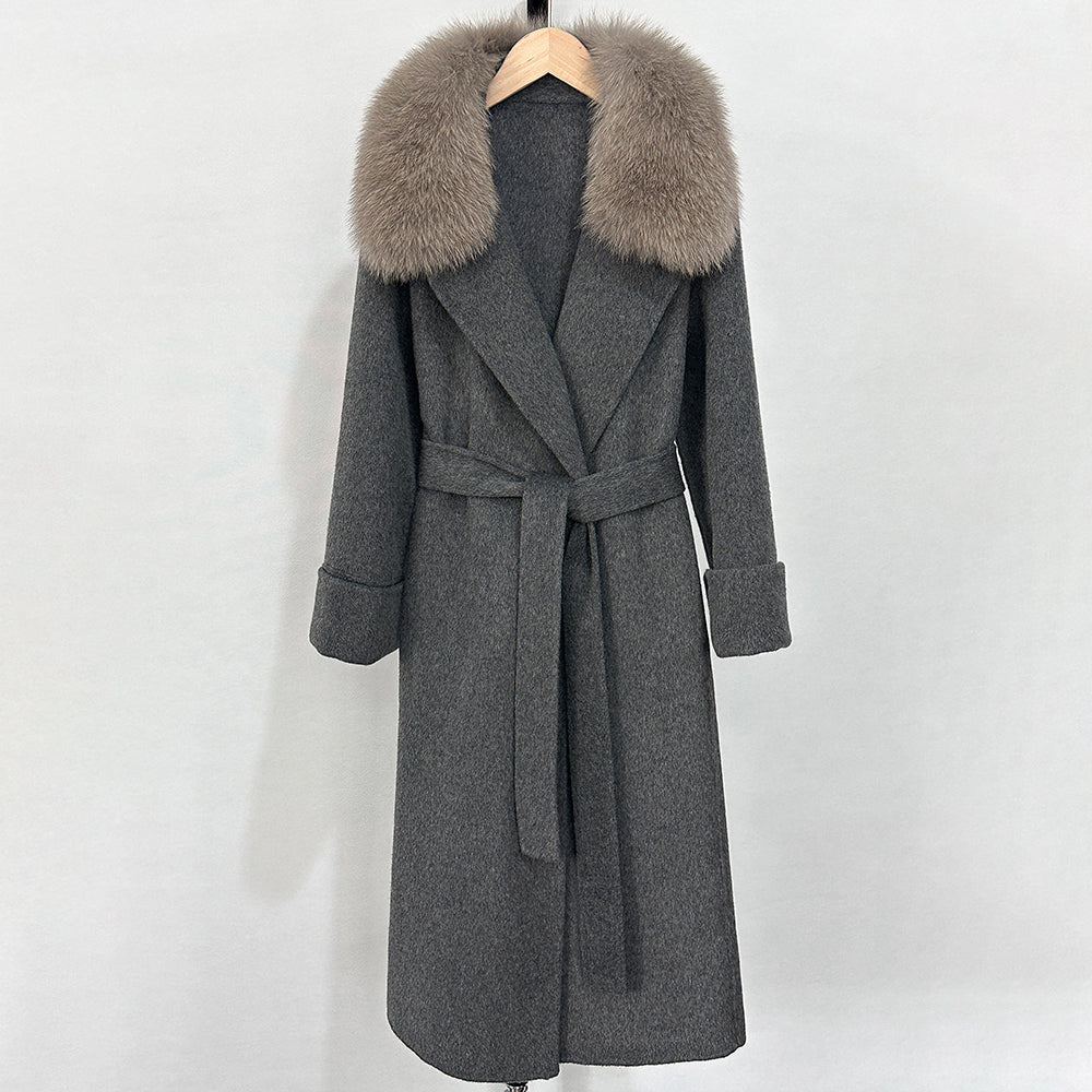 OFTBUY New Autumn Winter Long Clothing Women Natural Fur Woolen Jaket Female Fashion Warm Wool Coat with Real Fox Fur Collar