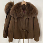 OFTBUY 100% Cotton Natural Fur Duck Down Coat Female New Winter Thick Warm Clothes Women Loose Real Fox Fur Puffer Jacket Lady