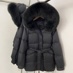 OFTBUY Hooded Real Fox Fur Down Coat Female New Autumn Winter Top Clothes Women Thickened Warm Natural Fur Fluffy Puffer Jacket