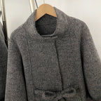 OFTBUY New Autumn Winter Knitted Sleeves Woolen Clothes Women High Collar Belt Real Fox Fur Wool Coat Female Alpaca Loose Jacket