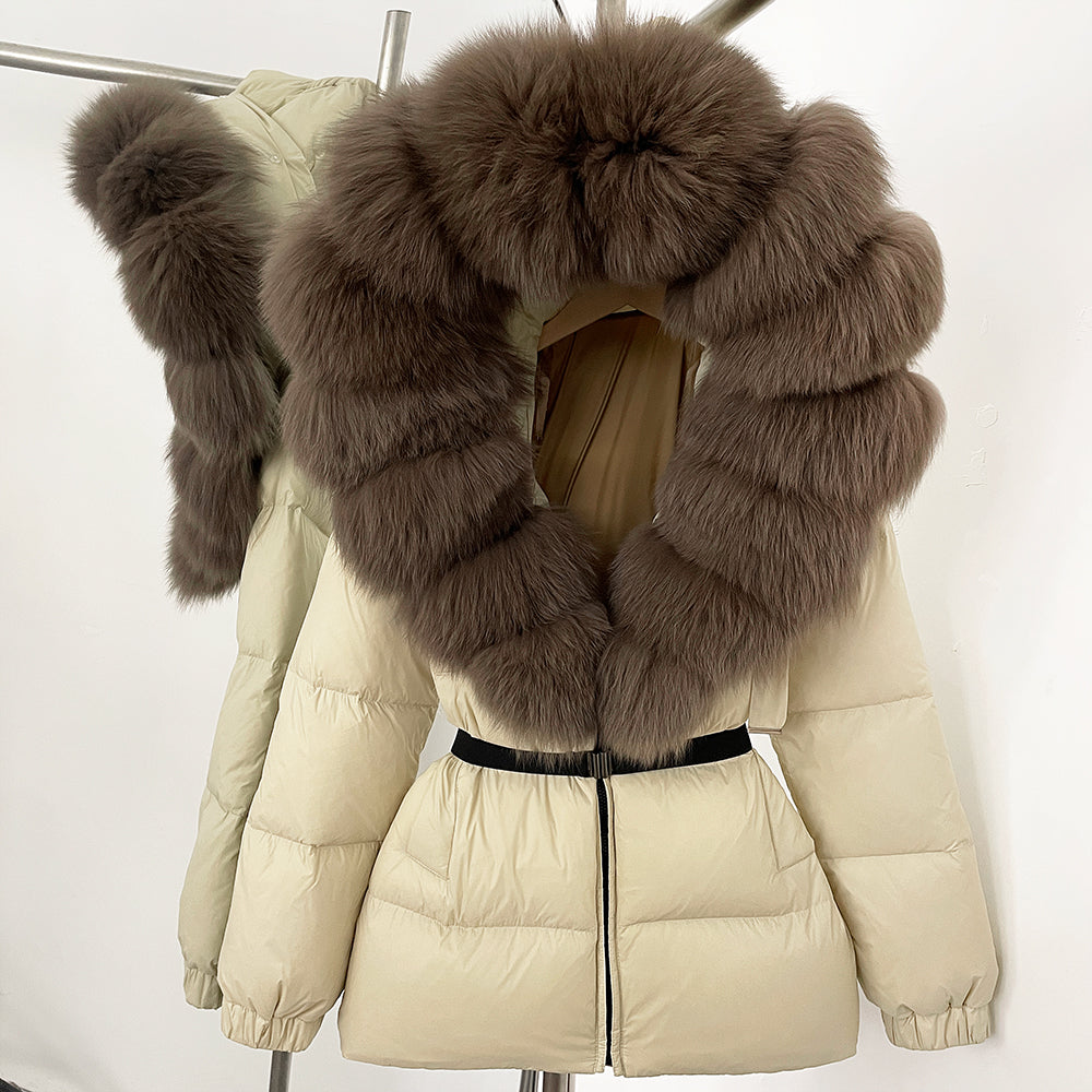 OFTBUY New Winter Clothing Puffer Jacket Women Parkas Waterproof Real Fox Fur Hooded Thick Warm 90% White Duck Down Coat Female