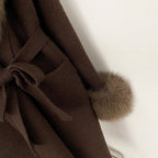 OFTBUY New Cardigan Autumn Winter Long Knit Clothing Women Loose Warm Belt Sweater Jacket with Real Fox Fur Collar and Cuffs