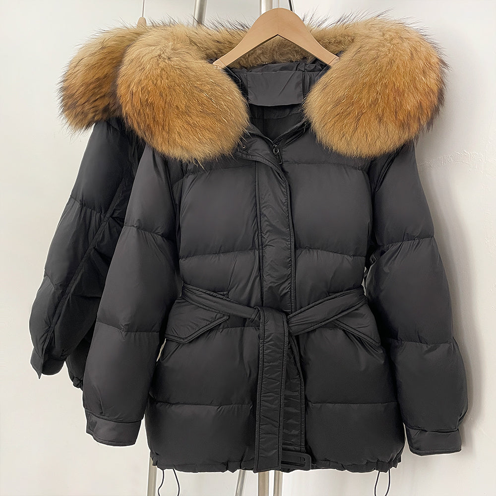 OFTBUY Hooded Real Fox Fur Down Coat Female New Autumn Winter Top Clothes Women Thickened Warm Natural Fur Fluffy Puffer Jacket