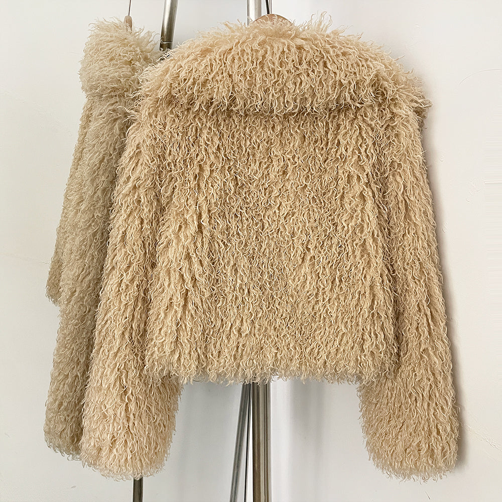 OFTBUY Warm Thicken Luxury Outerwear New Winter Clothes Female Women's Cozy Faux Mongolian Fur Short Coat Teddy Faux Fur Jacket