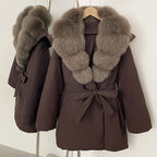 OFTBUY Natural Fox Fur Collar Fluffy Puffer Jacket Women Thickened Warm Real Fur White Duck Down Coat New Winter Parke Outerwear