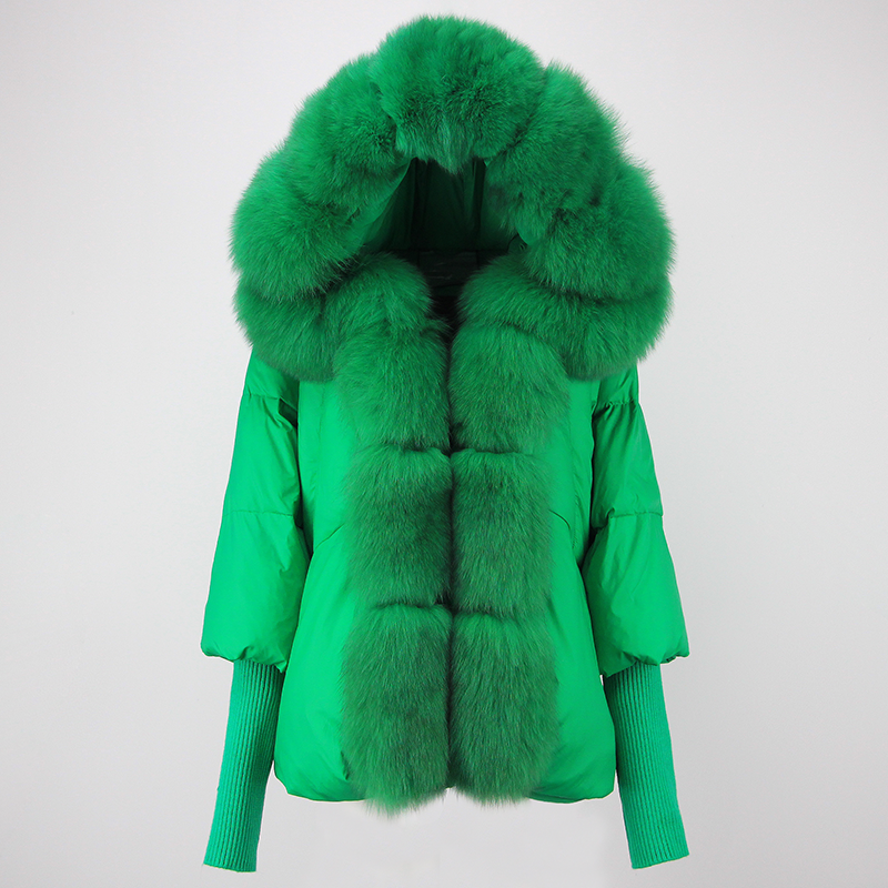 OFTBUY Hooded Natural Thick Winter Jacket Women Outerwear Real Fox Fur Coat Woman Warm Loose Oversize Duck Down Coat Streetwear