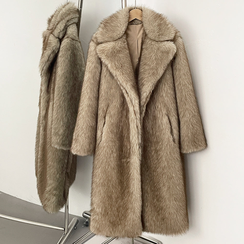 OFTBUY New Winter Clothes Women Fashion Long Warm Faux Fur Jacket Long Sleeve Artificial Fox Fur Coat Female Luxury Fake Fur Coat Lady