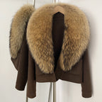 OFTBUY Fashion Short Warm Wool Coat with Real Fox Fur Collar New Autumn Winter Clothes Women Luxury Woolen Jacket Outerwear